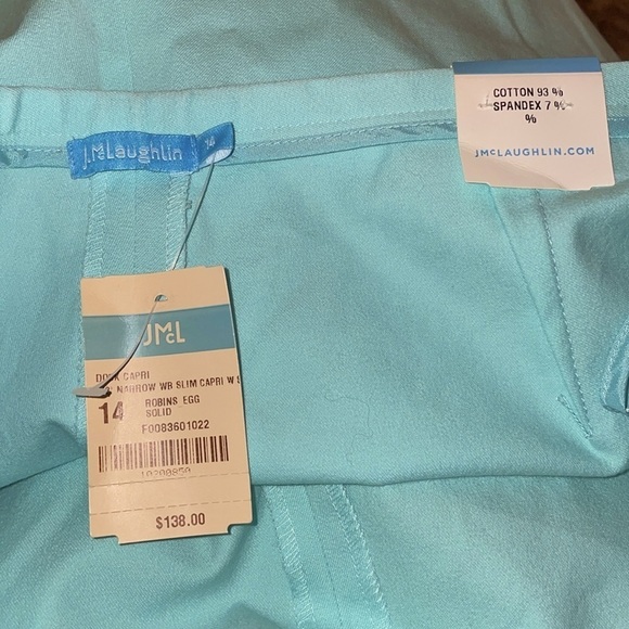 J. McLaughlin Dock Capri Pant NWT Robin’s Egg Mint Green Size 14 - Picture 7 of 9